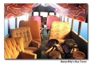 Banjo-Billys-Bus inside the banjo billy tour bus