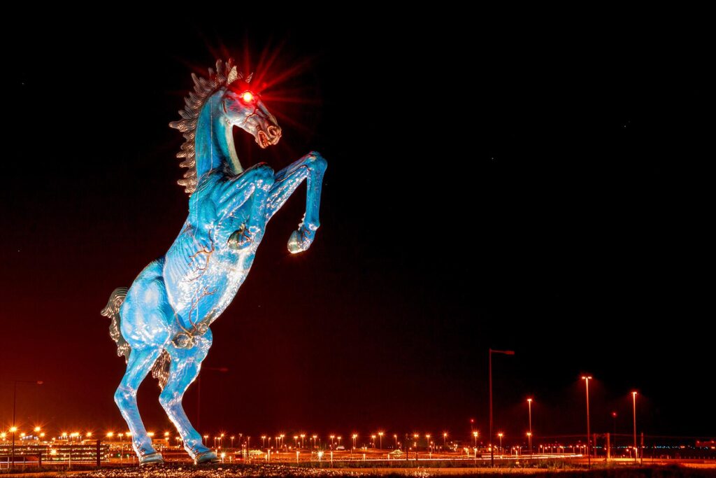 Blucifer The Denver Airport Horse Statue goColorado